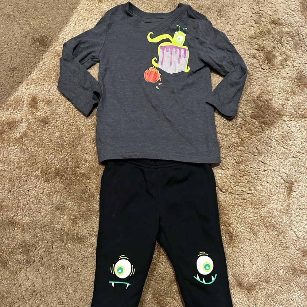 NWT Cat & Jack Halloween monster sweatpants sweatshirt outfit set